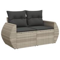 8-delige Loungeset met kussens poly rattan lichtgrijs - thumbnail