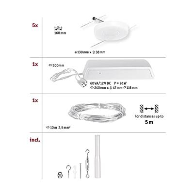 Paulmann DiscLED 94426 Kabelsysteem compleet LED Chroom (mat), Chroom Paulmann DiscLED 94426 Kabelsysteem compleet LED Chroom (mat), Chroom