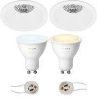 Pragmi Pollon Pro - Inbouw Rond - Mat Wit - Verdiept - Ø82mm - Philips Hue - LED Spot Set GU10 - White Ambiance - Bluetooth - thumbnail