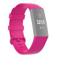 Fitbit Charge 3 & 4 siliconen diamant pattern bandje - Maat: Small - Roze - thumbnail