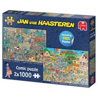 Jumbo Jan van haasteren legpuzzel - muziekwinkel en vakantiekriebels, 2x1000st. - thumbnail