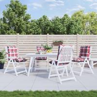 VidaXL Stoelkussens 4 st lage rug ruitpatroon oxford stof rood - thumbnail