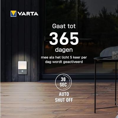 Varta 16634101421 Motion Sensor Outdoor Light Campinglamp LED 40 lm werkt op batterijen 60 g Grijs