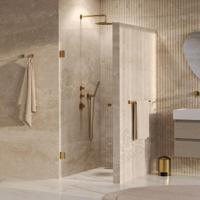 Brauer Void - Carving Nisdeur - Helder Glas - 60 x 200 cm - Omkeerbaar - incl. Glascoating - PVD Goud Geborsteld - thumbnail