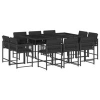 11-delige Tuinset met kussens poly rattan zwart - thumbnail