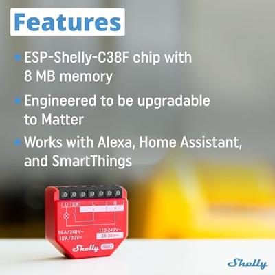 Shelly Shelly 1PM Gen3 Schakel-meetactor Bluetooth, WiFi Shelly Shelly 1PM Gen3 Schakel-meetactor Bluetooth, WiFi