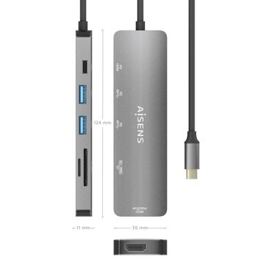 Aisens ASUC-6P016-GR USB-hub, grijs, 1 stuk