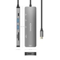 Hub USB Aisens ASUC-6P016-GR Grijs (1 Stuks) - thumbnail