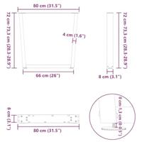 Eettafelpoten 3 st V-vormig 80x(72-73,3) cm staal zwart - thumbnail