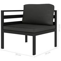 2-delige Loungeset met kussens aluminium antraciet - thumbnail