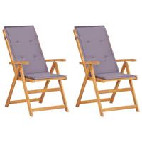 Tuinstoelen 2 st verstelbaar massief acaciahout bruin - thumbnail
