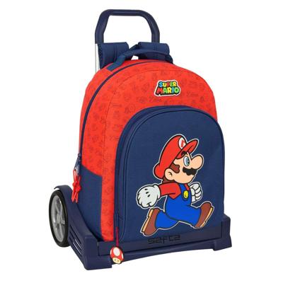 Schoolrugzak met Wielen Super Mario Trick Rood Donkerblauw 32 x 42 x 15 cm