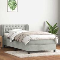 Boxspring met matras fluweel lichtgrijs 90x210 cm - thumbnail