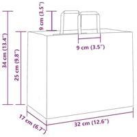 VidaXL Papieren zakken 250 st met hengsels 32x17x25 cm bruin - thumbnail