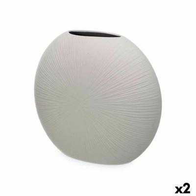 Vaas Grijs Keramisch 36 x 34 x 16 cm (2 Stuks) Rond