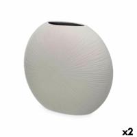 Vaas Gift Decor Grijs Keramisch Rond 36 x 34 x 16 cm (2 Stuks) - thumbnail