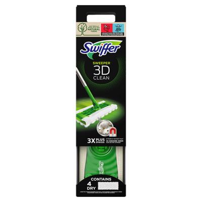 Swiffer vloerreiniger 3D Clean starterkit, met 4 droge en 2 vochtige stofdoekjes