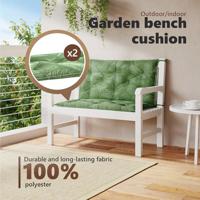 VidaXL Tuinbankkussens 2 st bladpatroon 100x50x7 cm stof - thumbnail