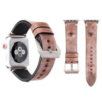 Voor Apple Watch Series 3 & 2 & 1 42mm eenvoudige mode koeienhuid grote ogen patroon horlogebandje - thumbnail