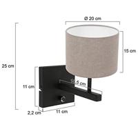 Steinhauer WandlampStanger met taupe kap - 8172ZW - thumbnail