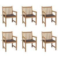 Tuinstoelen 6 st met taupe kussens massief teakhout - thumbnail