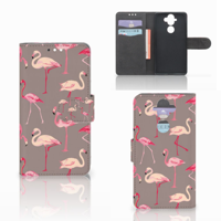 Nokia 8 Sirocco | Nokia 9 Telefoonhoesje met Pasjes Flamingo - thumbnail