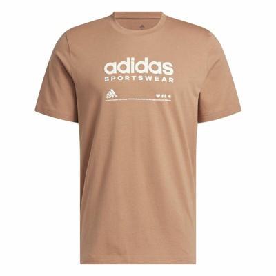 Heren-T-Shirt met Korte Mouwen Adidas Lounge Bruin - Maat: L