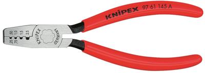 Knipex Krimptang voor adereindhulzen | Kunststof bekleed | Lengte 145 mm | Zelfbedieningskaart/blister - 97 61 145 A SB
