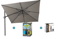 Platinum Challenger zweefparasol T2 - 3x3 m. - Manhattan Grey - met ingraafvoet en hoes - thumbnail