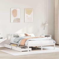 Bedframe zonder matras massief grenenhout wit 140x200 cm - thumbnail