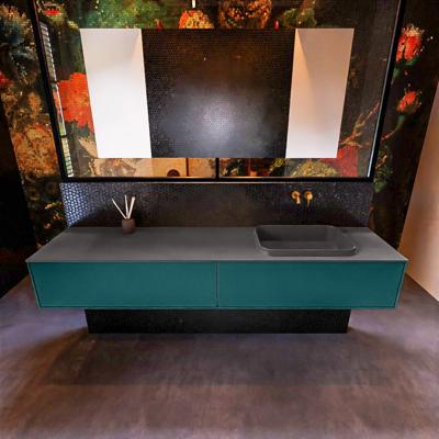 Badkamermeubelset Mondiaz Erin 200 cm met 2 Lades met RIDGE Wastafel Rechts Dark grey Zonder Kraangaten Greeploos Mat Smag Badkamermeubelset Mondiaz Erin 200 cm met 2 Lades met RIDGE Wastafel Rechts Dark grey Zonder Kraangaten Greeploos Mat Smag