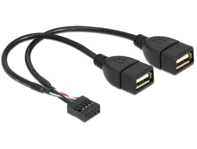 Delock 83292 USB-kabel USB 2.0 Shrouded header 8-polig, USB-A bus 0.20 m Zwart UL gecertificeerd