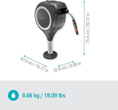 Automatische slanghaspel voor terras - GARDENA - RollUp - M - Wit - Lengte 20 m - Slang 13 mm