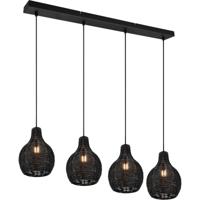 LED Hanglamp 4-lichts Zwart Hout - E14 Fitting - Verstelbaar Design - thumbnail