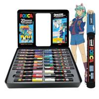 Posca paintmarkers, metalen doos van 20 stuks, assorti, ontwerp Manga - thumbnail