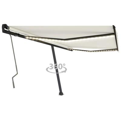 Luifel handmatig uittrekbaar met LED 450x350 cm crèmekleurig