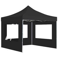 Partytent inklapbaar met wanden 3x3 m aluminium antraciet - thumbnail