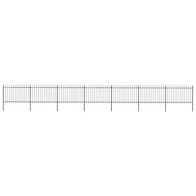 Tuinhek met speren bovenkant 11,9x1,2 m staal zwart