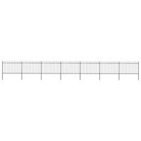 Tuinhek met speren bovenkant 11,9x1,2 m staal zwart - thumbnail