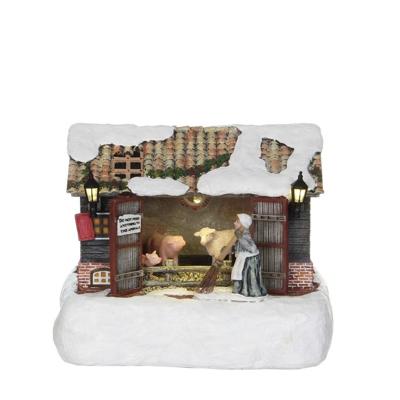 Kerstfiguur boerenschuur 18x13,5x14 cm Luville - Luville