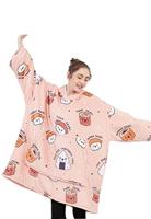 Draagbare deken met capuchon & mouwen - sushi - thumbnail