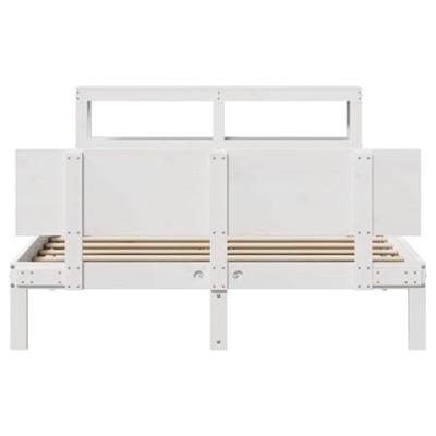 Bedframe met hoofdbord massief grenenhout wit 120x190 cm