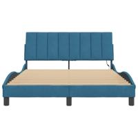 Bedframe met LED zonder matras "Hanko" fluweel blauw 120x200 cm - thumbnail