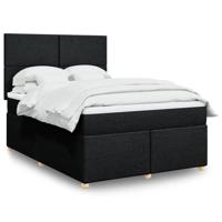 Boxspring met matras stof zwart 160x200 cm - thumbnail