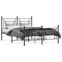 Bedframe met hoofd- en voeteneinde metaal zwart 140x190 cm - thumbnail