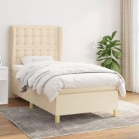 Boxspring met matras stof crèmekleurig 90x190 cm - thumbnail