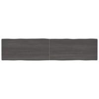 Tafelblad natuurlijke rand 220x50x(2-4)cm eikenhout donkerbruin - thumbnail