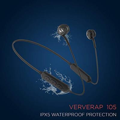 Motorola Lifestyle Verap 105 Bluetooth sport-hoofdtelefoon met nekbeugel, IPX5 waterdicht, compatibel met Alexa, Siri, Google Assistant, zwart, één maat