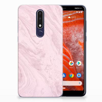 Nokia 3.1 Plus TPU Siliconen Hoesje Marble Pink - Origineel Cadeau Vriendin