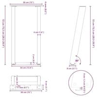 Console tafelpoten 2 st U-vormig 38x(72-73) cm staal wit - thumbnail